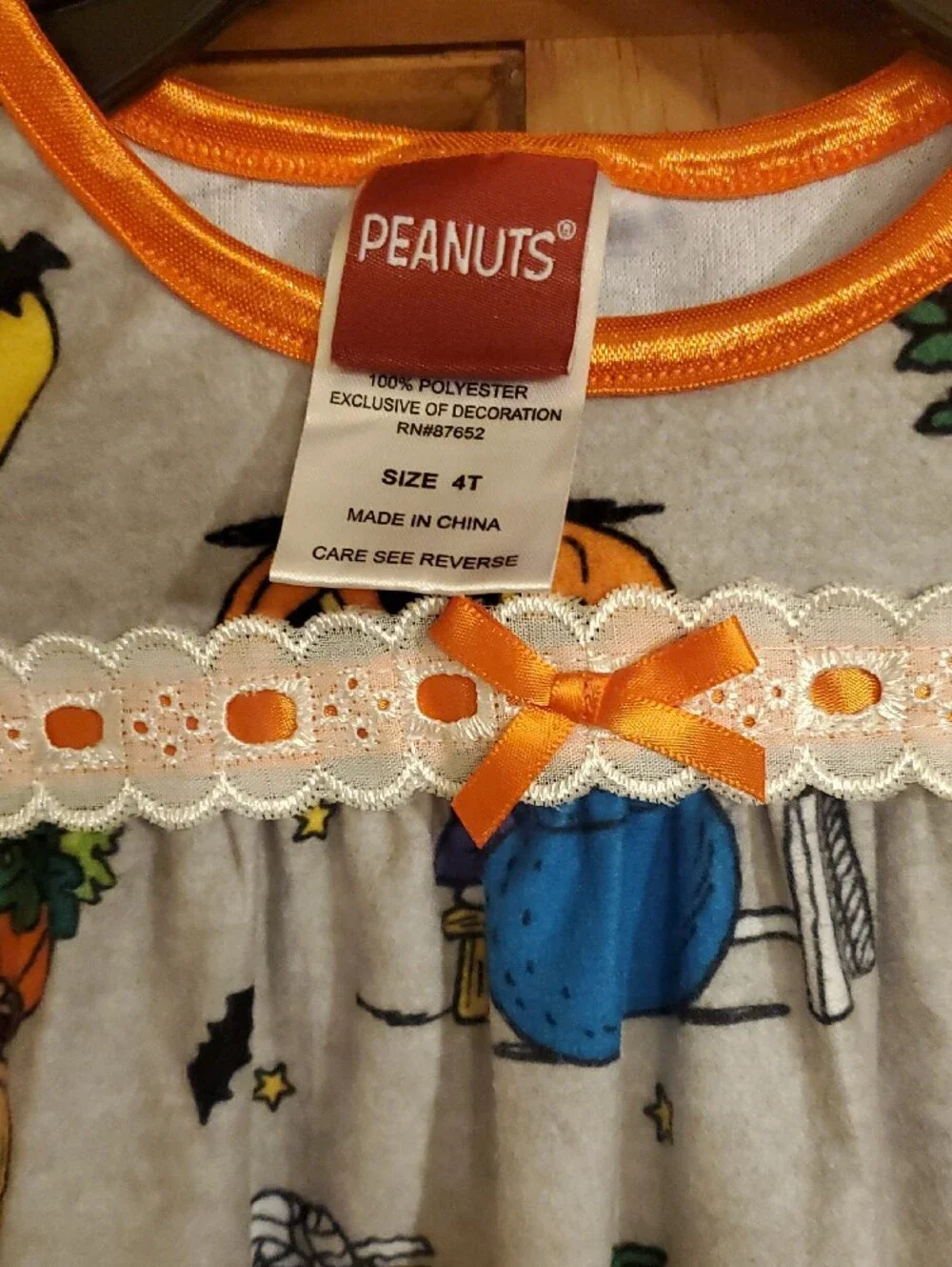 Peanuts Girls Halloween Nightgown - Gray, Orange & Yellow